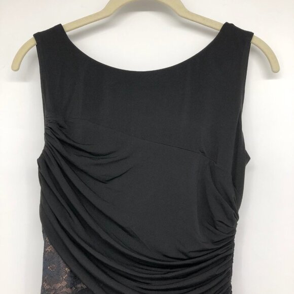 BCBGMaxAzria Black Renay Lace-Blocked Ruched Mini Bodycon Dress size 4 - Picture 6 of 16